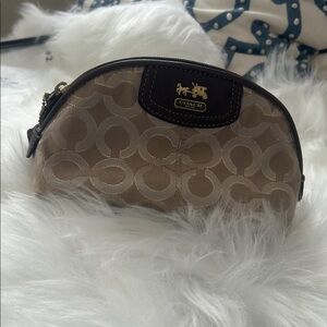 Coach Tan and Brown Signature Pouch